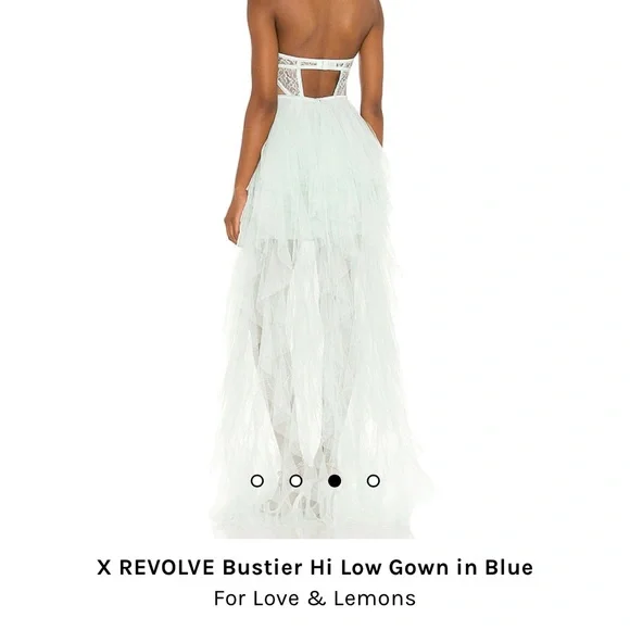 For Love and Lemons X Revolve Bustier Hi Low Gown in light blue - Picture 2 of 4